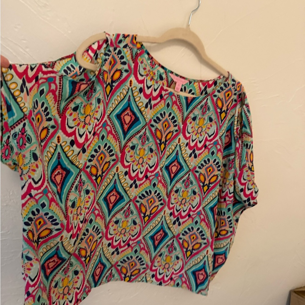 Lilly Pulitzer Multicolor Geometric Blouse EUC